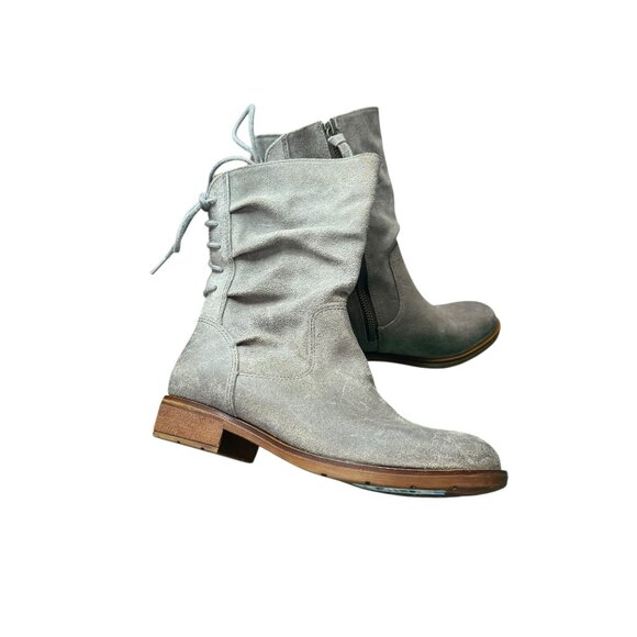 Söfft Gray Suede Mid-Calf Boots | Size 6 | New Ruched Western Style - Picture 2 of 8